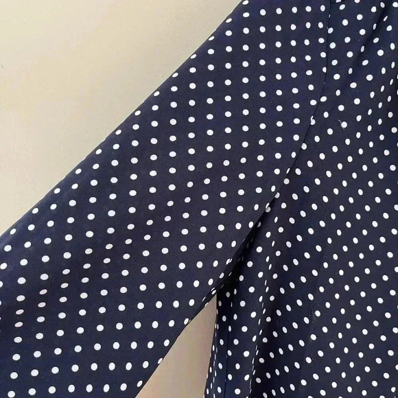 [S]Kate  Spade Dark Navy Blue Polka Dot LS Blouse - Picture 9 of 13